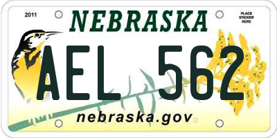 NE license plate AEL562