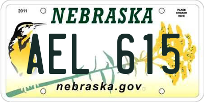 NE license plate AEL615