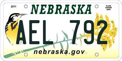 NE license plate AEL792