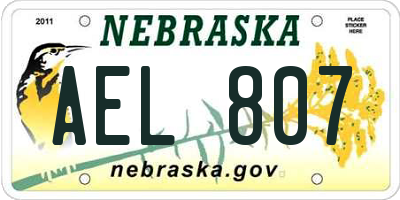 NE license plate AEL807