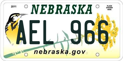 NE license plate AEL966