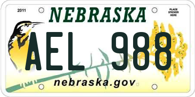 NE license plate AEL988