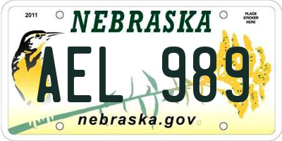 NE license plate AEL989