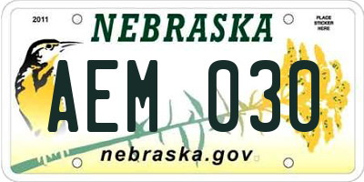 NE license plate AEM030
