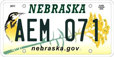 NE license plate AEM071