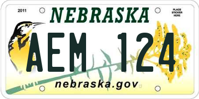 NE license plate AEM124