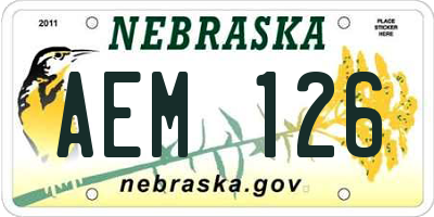 NE license plate AEM126