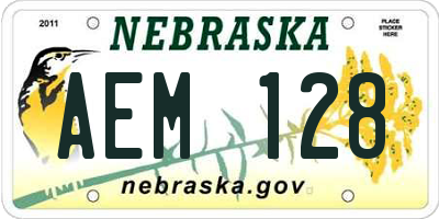 NE license plate AEM128