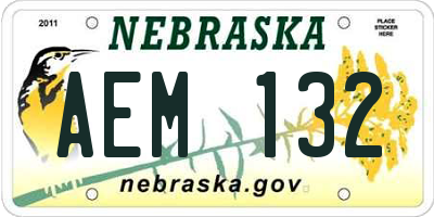 NE license plate AEM132