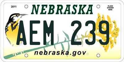 NE license plate AEM239