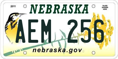 NE license plate AEM256
