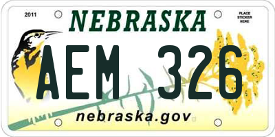 NE license plate AEM326