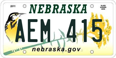NE license plate AEM415