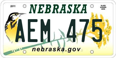 NE license plate AEM475