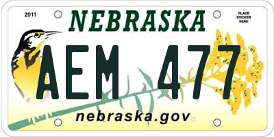 NE license plate AEM477