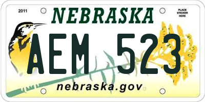 NE license plate AEM523