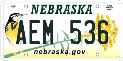 NE license plate AEM536
