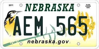 NE license plate AEM565