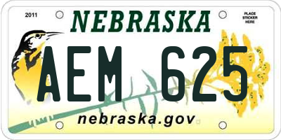 NE license plate AEM625