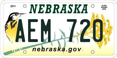 NE license plate AEM720