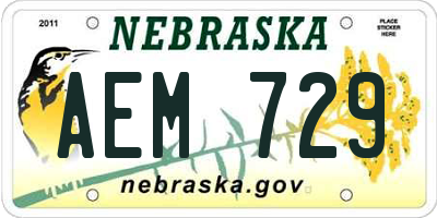 NE license plate AEM729