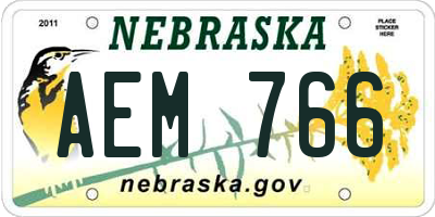 NE license plate AEM766