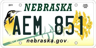 NE license plate AEM851