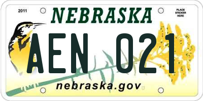 NE license plate AEN021
