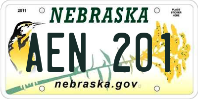 NE license plate AEN201