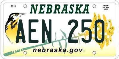 NE license plate AEN250