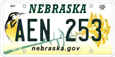 NE license plate AEN253