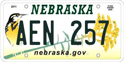 NE license plate AEN257