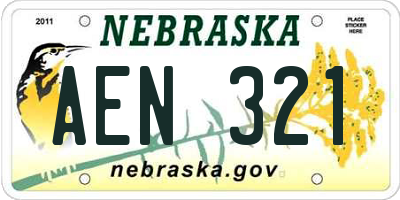 NE license plate AEN321
