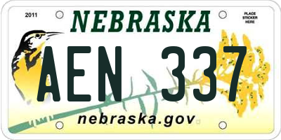 NE license plate AEN337