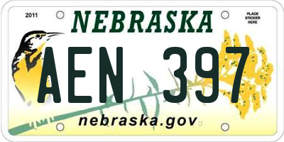 NE license plate AEN397