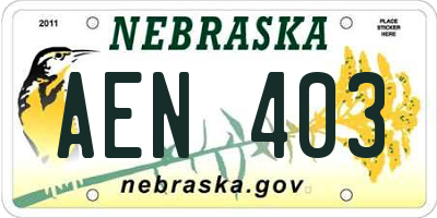 NE license plate AEN403