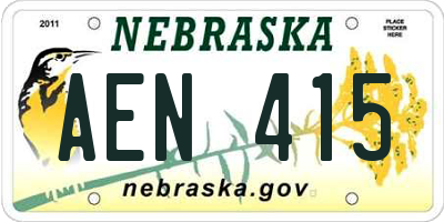 NE license plate AEN415