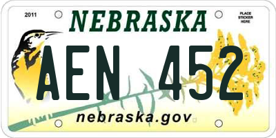 NE license plate AEN452
