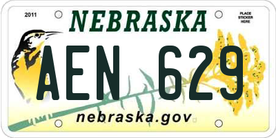 NE license plate AEN629