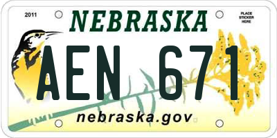 NE license plate AEN671