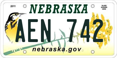 NE license plate AEN742