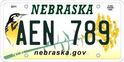 NE license plate AEN789