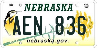 NE license plate AEN836