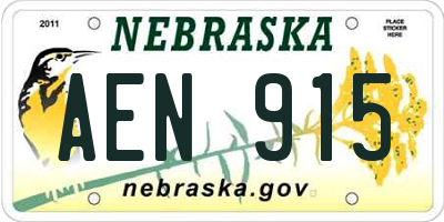 NE license plate AEN915