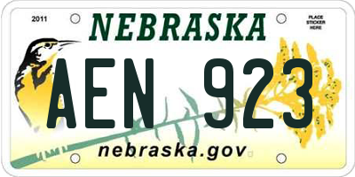 NE license plate AEN923