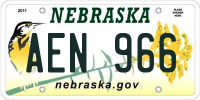 NE license plate AEN966