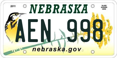 NE license plate AEN998