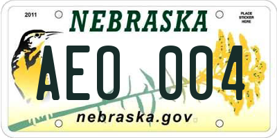 NE license plate AEO004