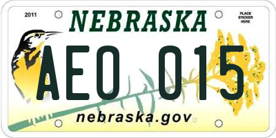 NE license plate AEO015