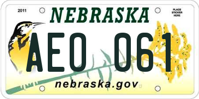 NE license plate AEO061